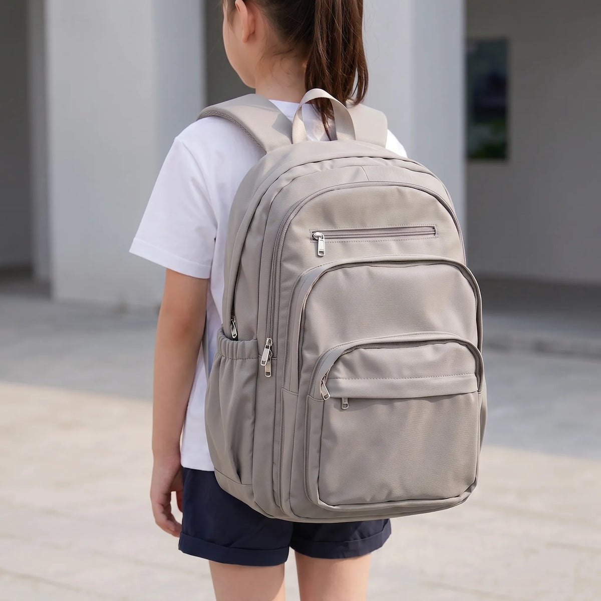Codzienny plecak 29 l z przegrodą na laptopa 15.6 cala, wielokomorowy plecak podróżny do szkoły i pracy, czarny/beżowy/taupe | Sansoti