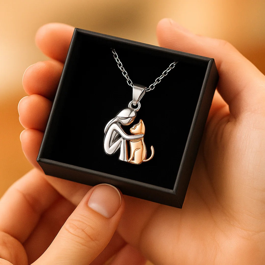Knuffelige Omarming Ketting Symboliek Hond Kat Vrouw Man Goud Zwart Rosé | Sansoti