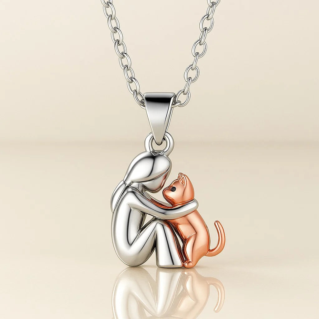Knuffelige Omarming Ketting Symboliek Hond Kat Vrouw Man Goud Zwart Rosé | Sansoti