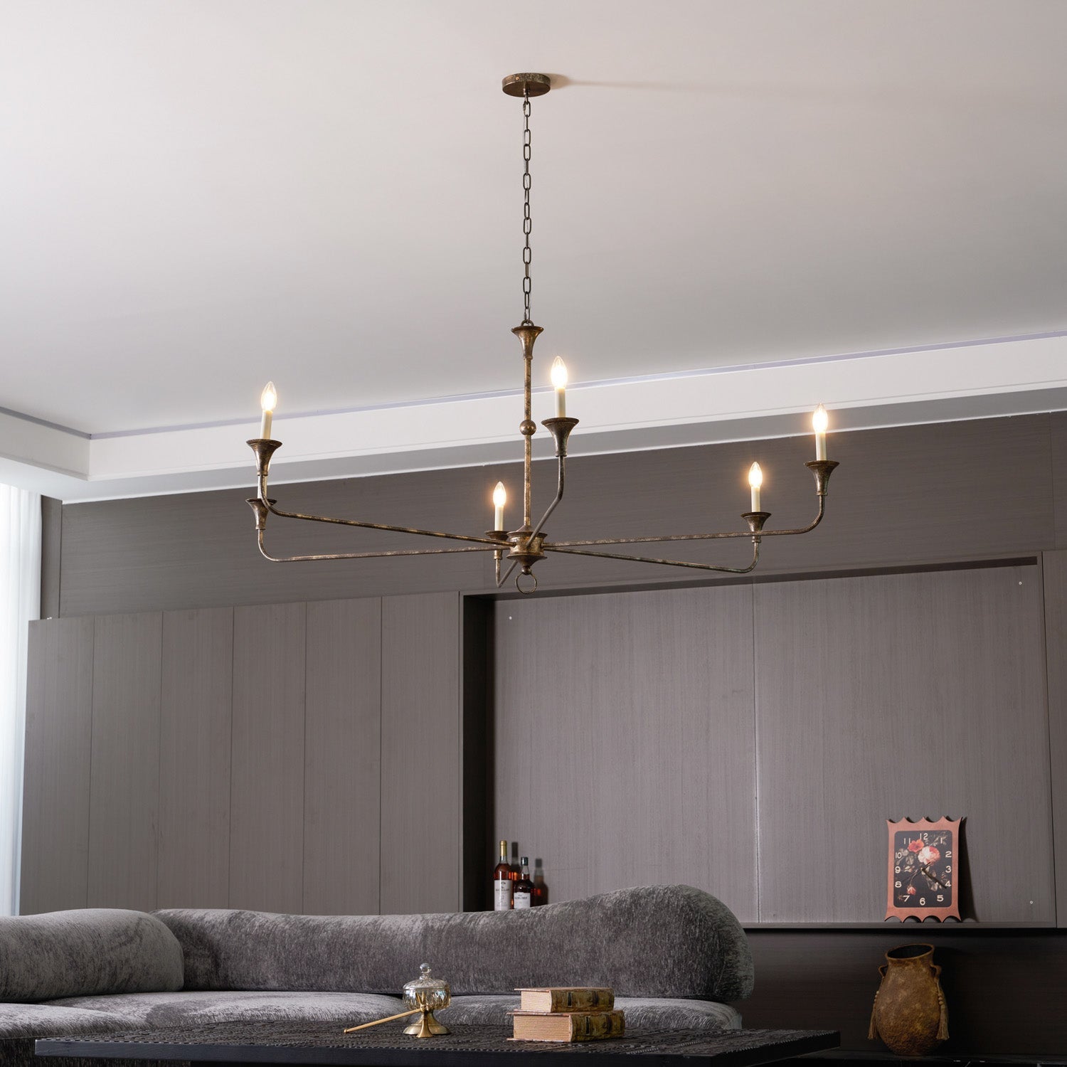 Lampe Bougie Lustre Laiton Métal Or Noir Blanc Nickel Salon Salle à Manger 5 6 Bras Suspension Vintage Lustre Bougies | Restfield