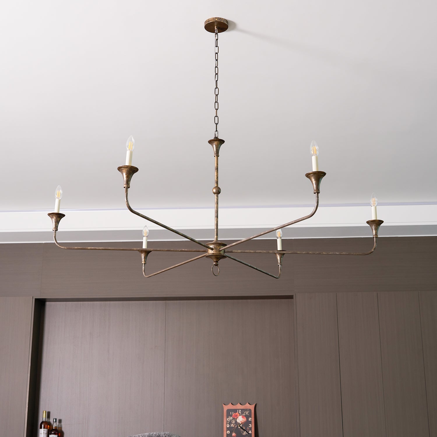 Lampe Bougie Lustre Laiton Métal Or Noir Blanc Nickel Salon Salle à Manger 5 6 Bras Suspension Vintage Lustre Bougies | Restfield