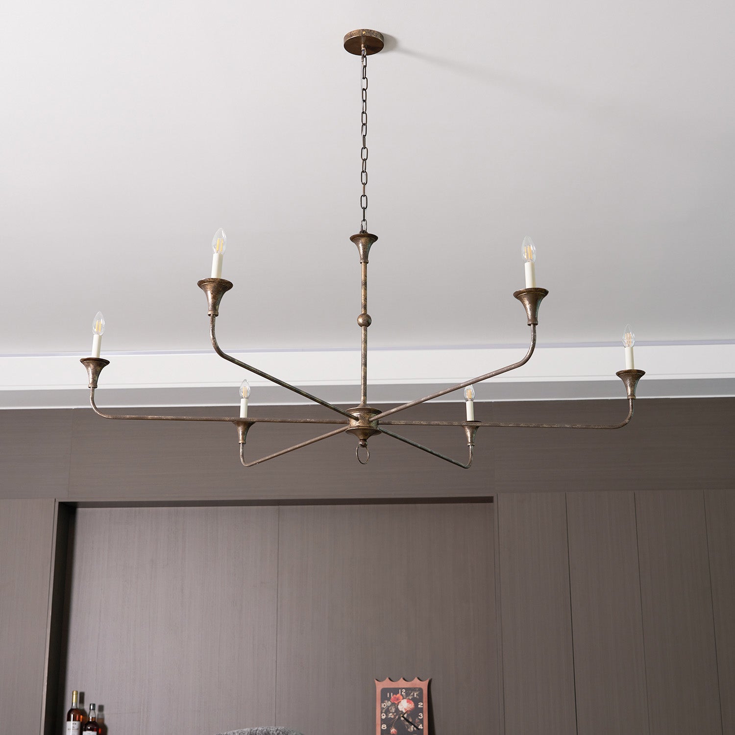 Lampe Bougie Lustre Laiton Métal Or Noir Blanc Nickel Salon Salle à Manger 5 6 Bras Suspension Vintage Lustre Bougies | Restfield