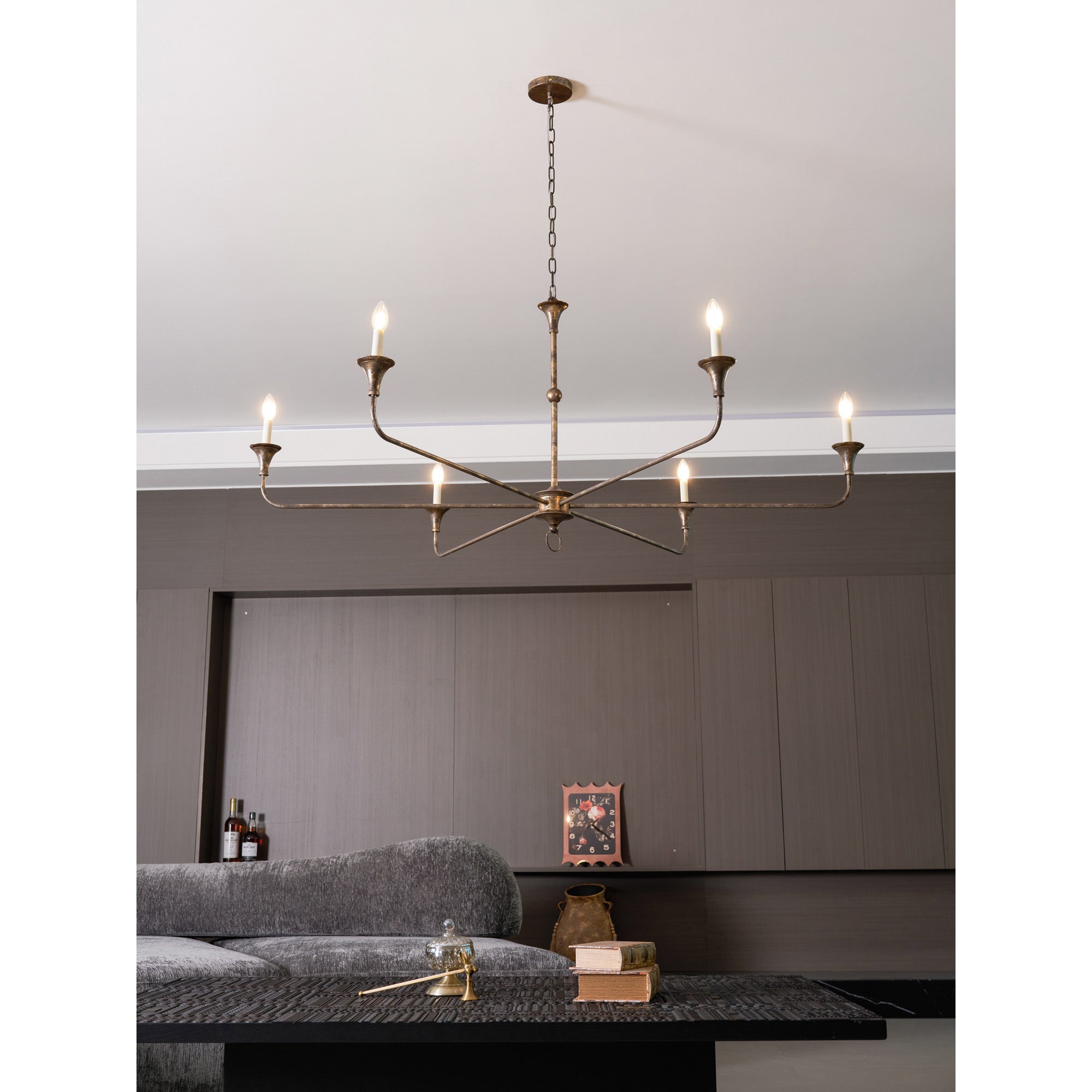 Lampe Bougie Lustre Laiton Métal Or Noir Blanc Nickel Salon Salle à Manger 5 6 Bras Suspension Vintage Lustre Bougies | Restfield