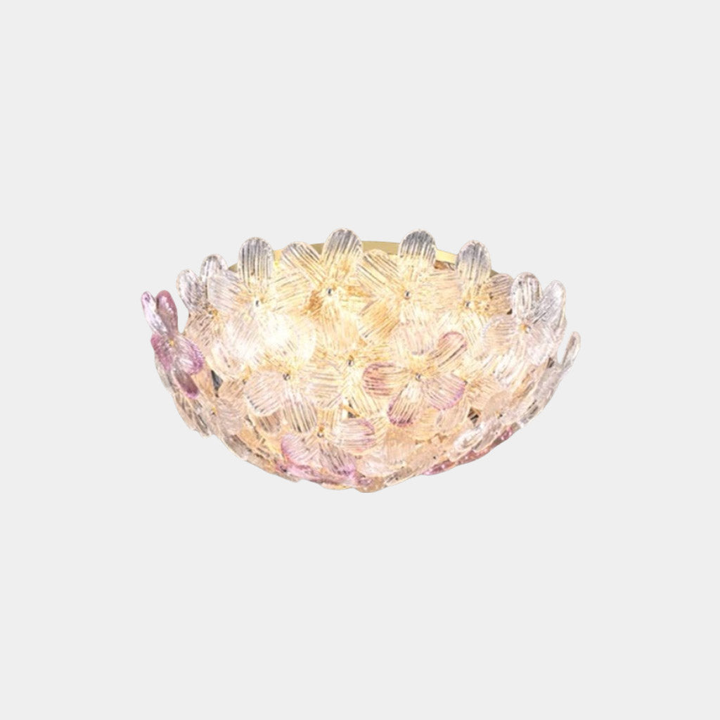 Plafonnier en verre en forme de fleur, rond, avec éclairage LED pour chambre et salon, design scandinave, éclairage d’ambiance | Sansoti
