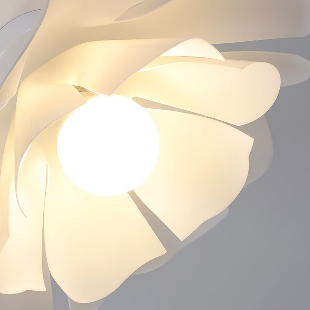 Blumenförmige Deckenleuchte, halbflächenbündig, Acryl, weiß, modernes LED-Licht, für Schlafzimmer und Wohnzimmer, skandinavisches Design | Sansoti