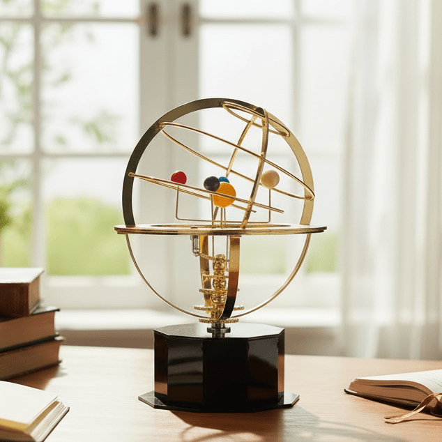 Mechanisch Planetarium Zonnestelsel Messing Bureau Model Handmatige Rotatie Educatief Decoratief Astronomie | Sansoti
