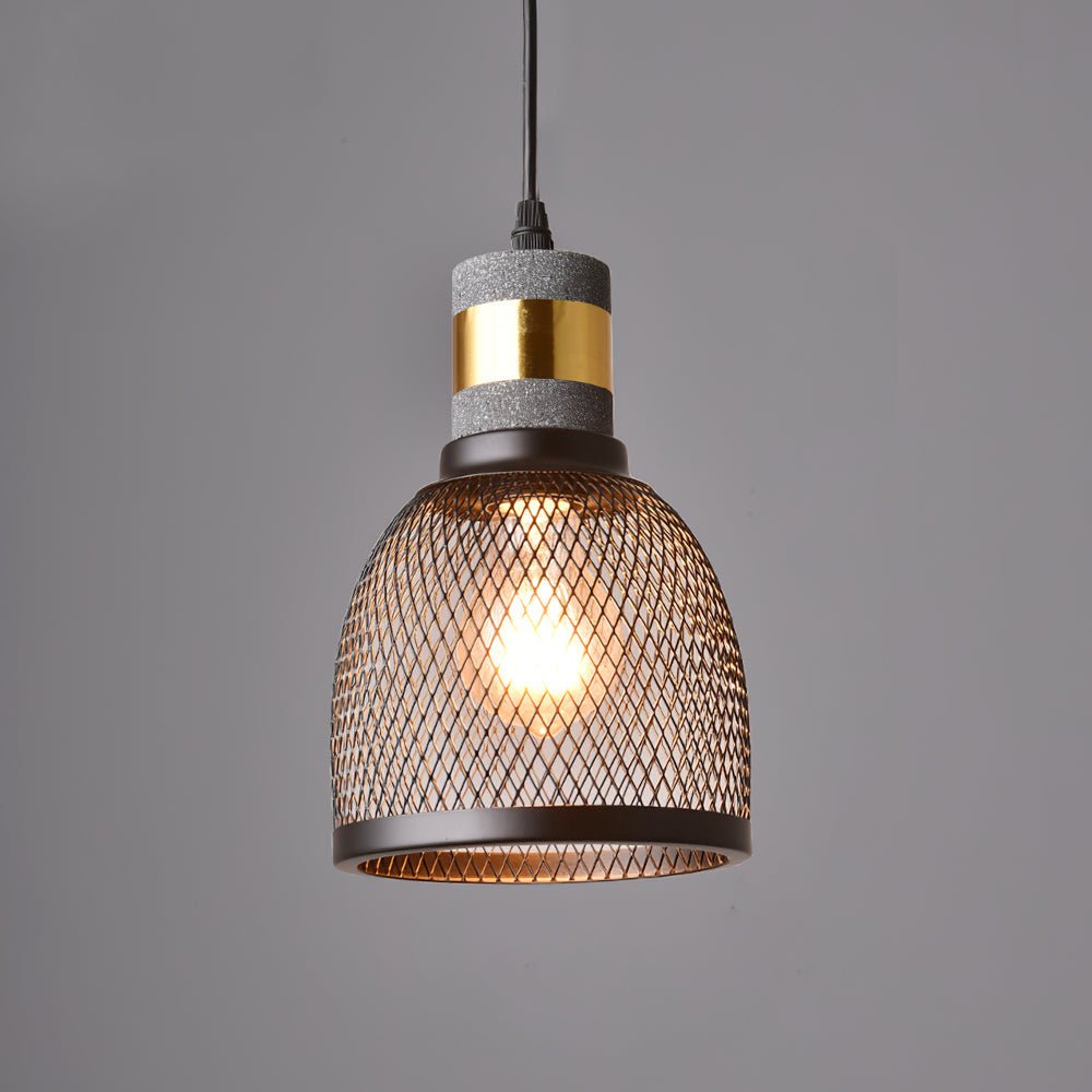 Industriële Hanglamp met Cement & Zwart Mesh — 6 Vormen | Sansoti