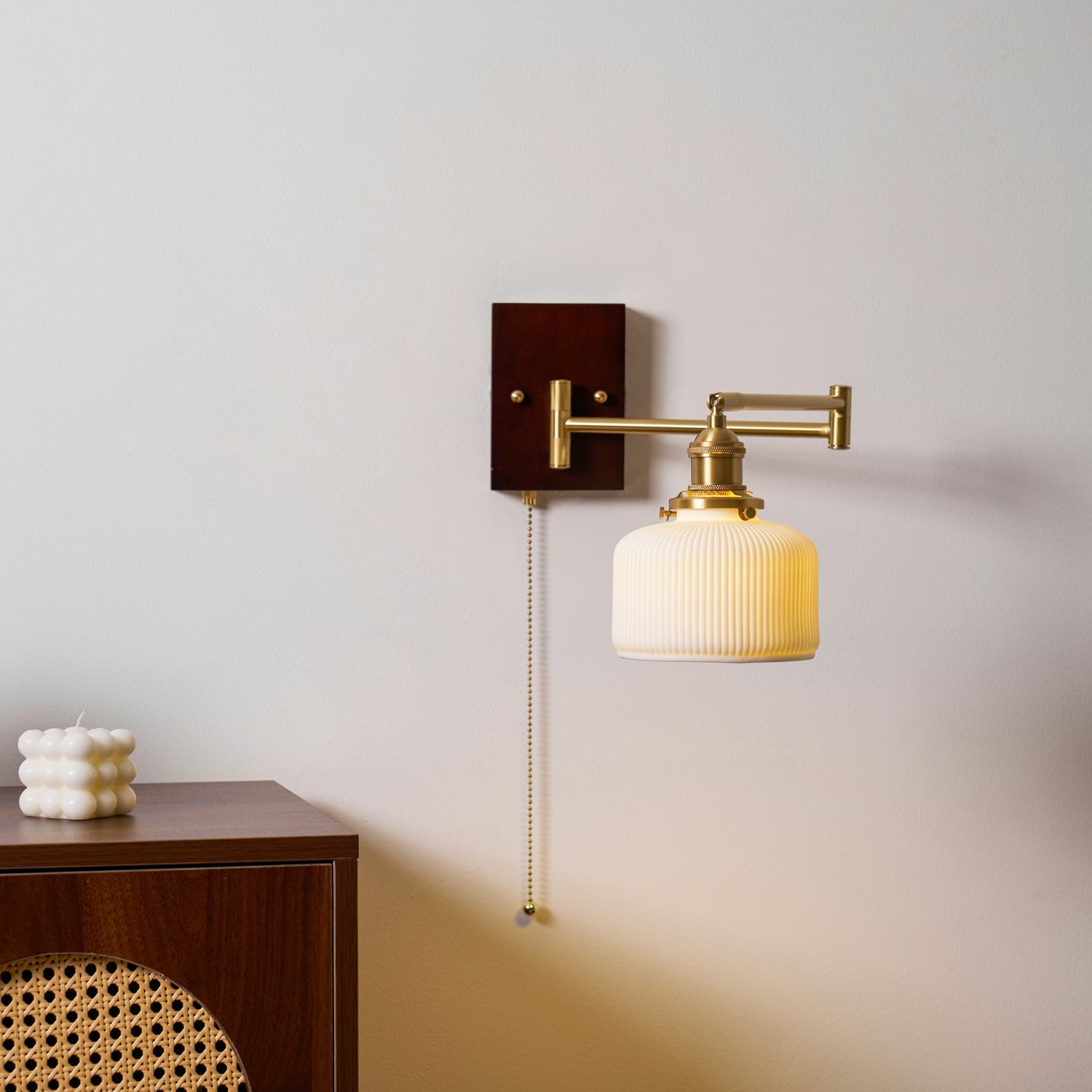 Keramische Wandlamp Geometrisch Design – 5 Modellen Messing & Walnoot | Sansoti