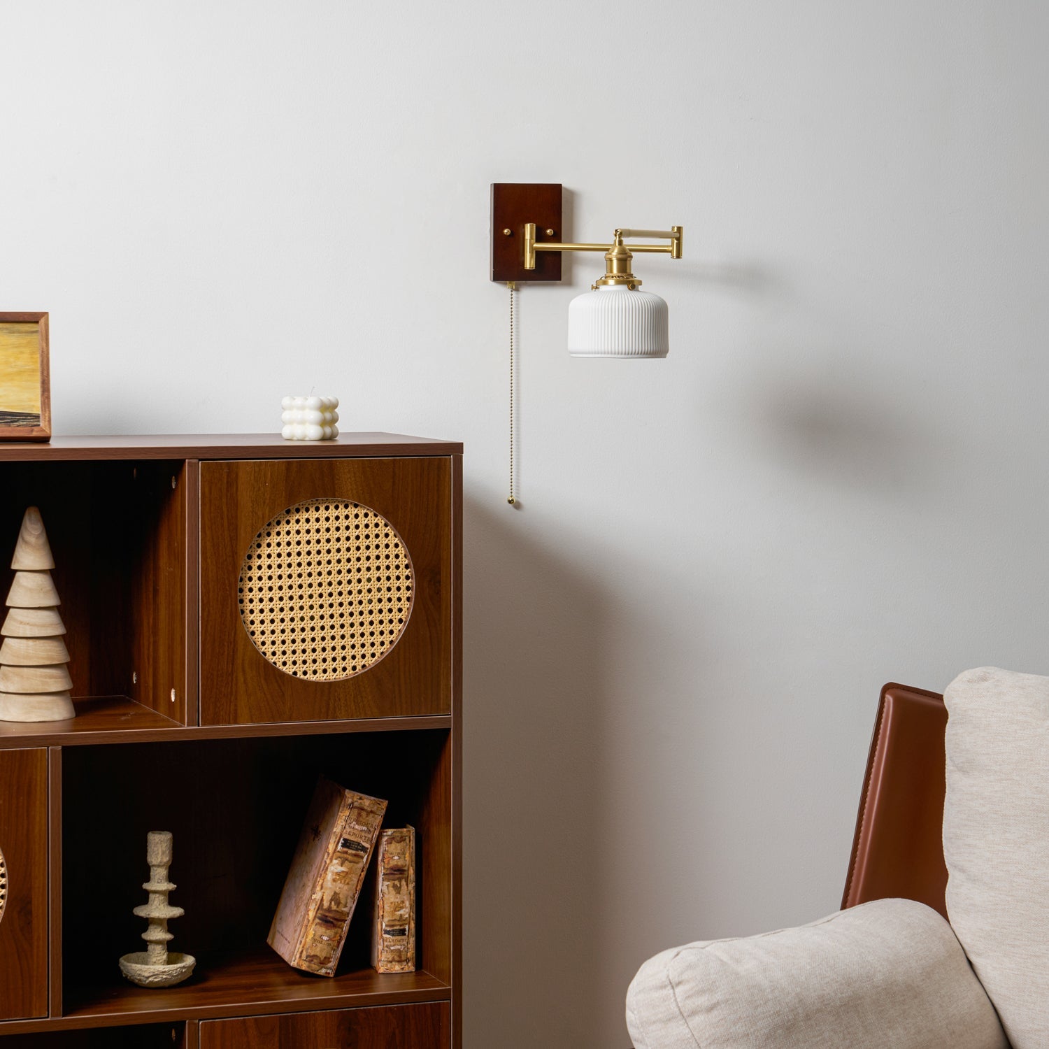 Keramische Wandlamp Geometrisch Design – 5 Modellen Messing & Walnoot | Sansoti