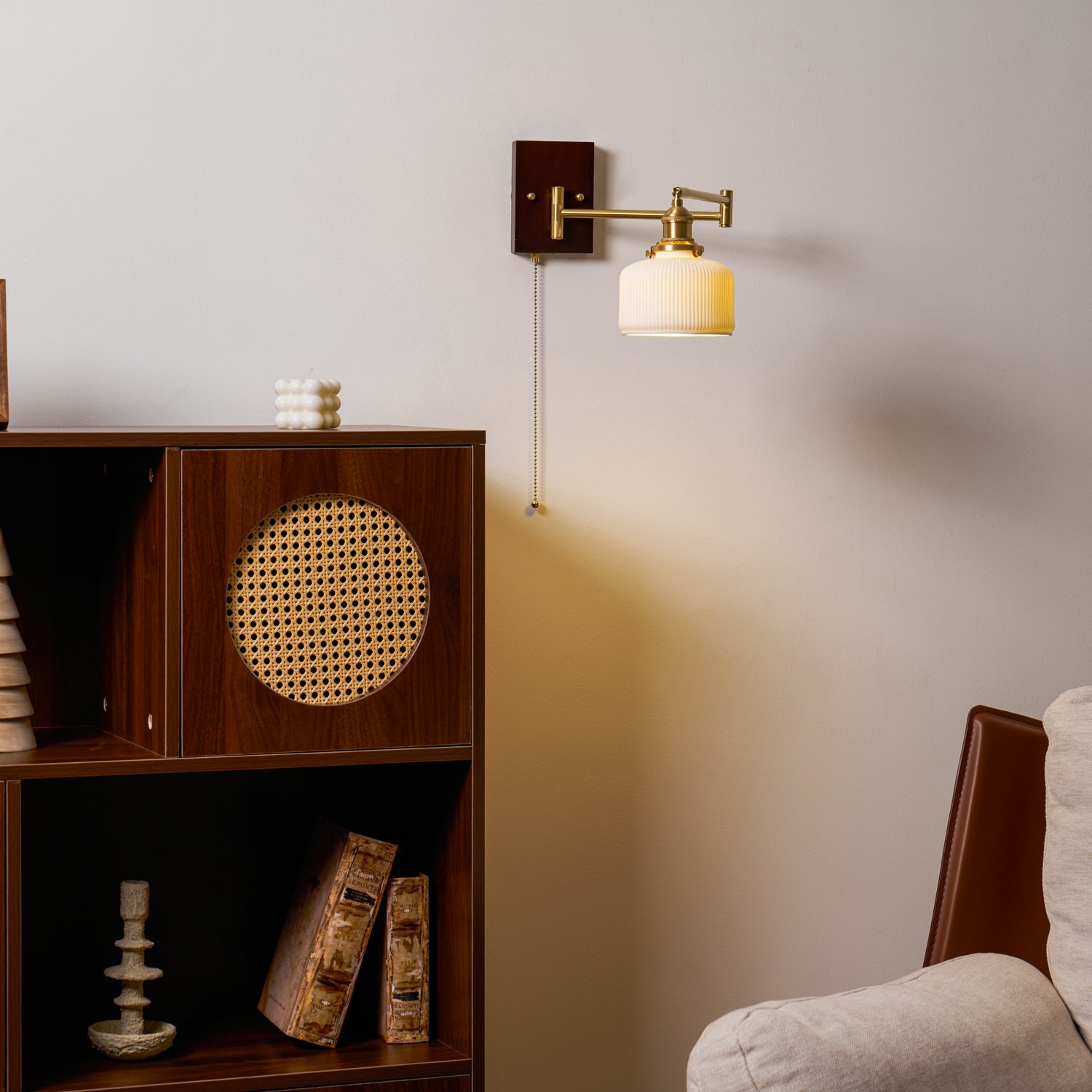 Keramische Wandlamp Geometrisch Design – 5 Modellen Messing & Walnoot | Sansoti