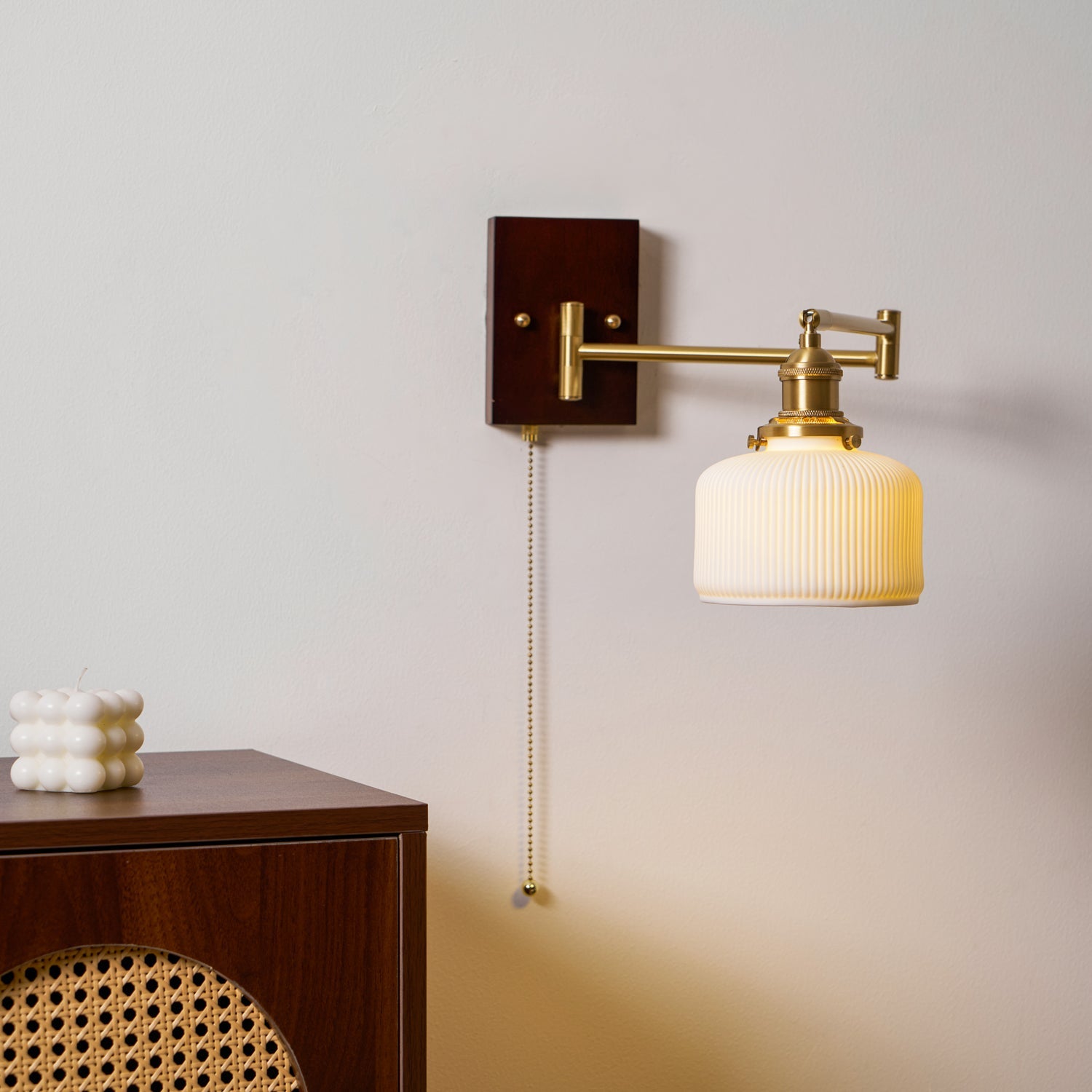 Keramische Wandlamp Geometrisch Design – 5 Modellen Messing & Walnoot | Sansoti
