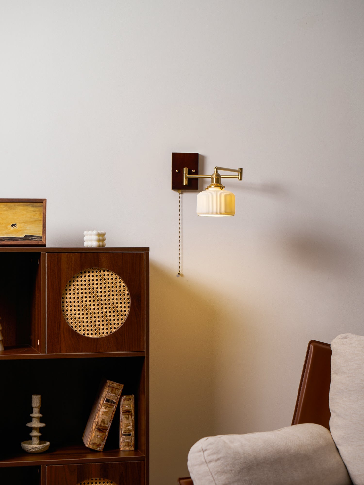 Keramische Wandlamp Geometrisch Design – 5 Modellen Messing & Walnoot | Sansoti