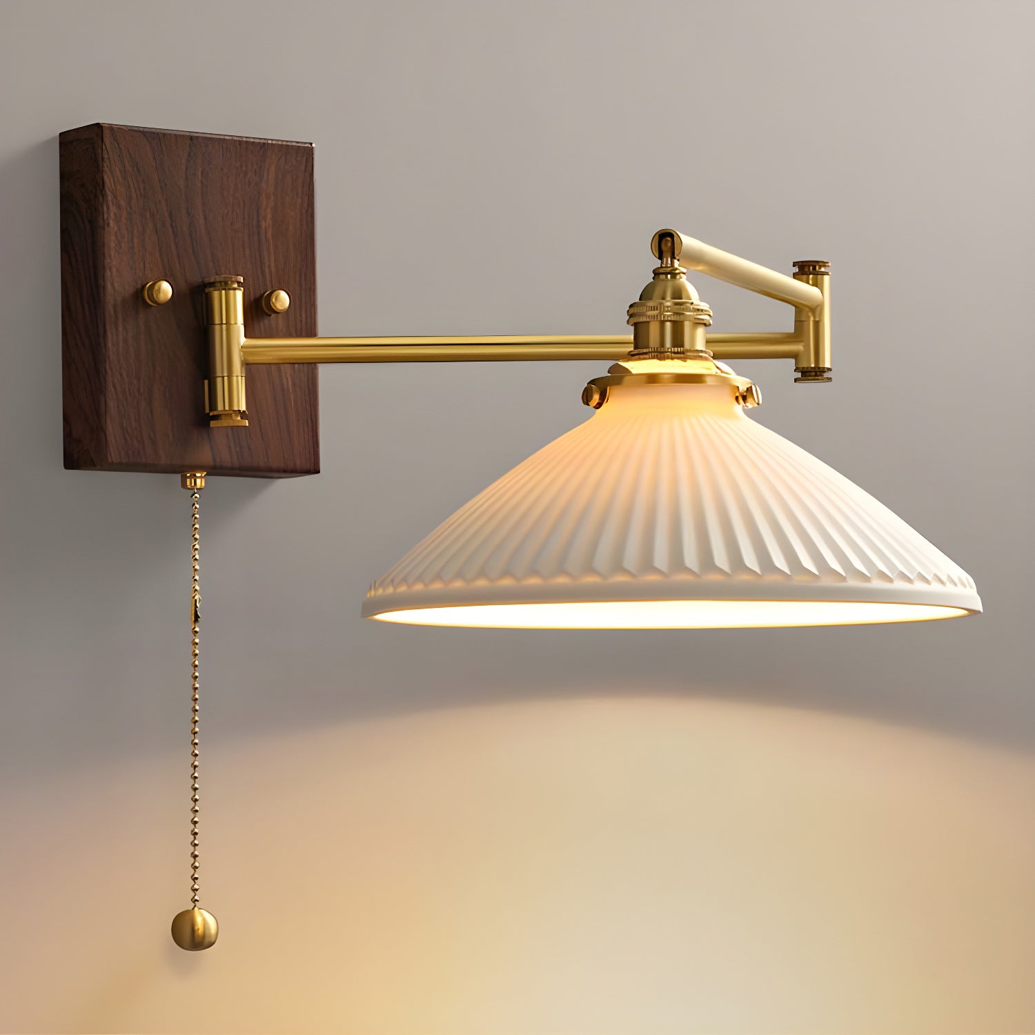 Keramische Wandlamp Geometrisch Design – 5 Modellen Messing & Walnoot | Sansoti