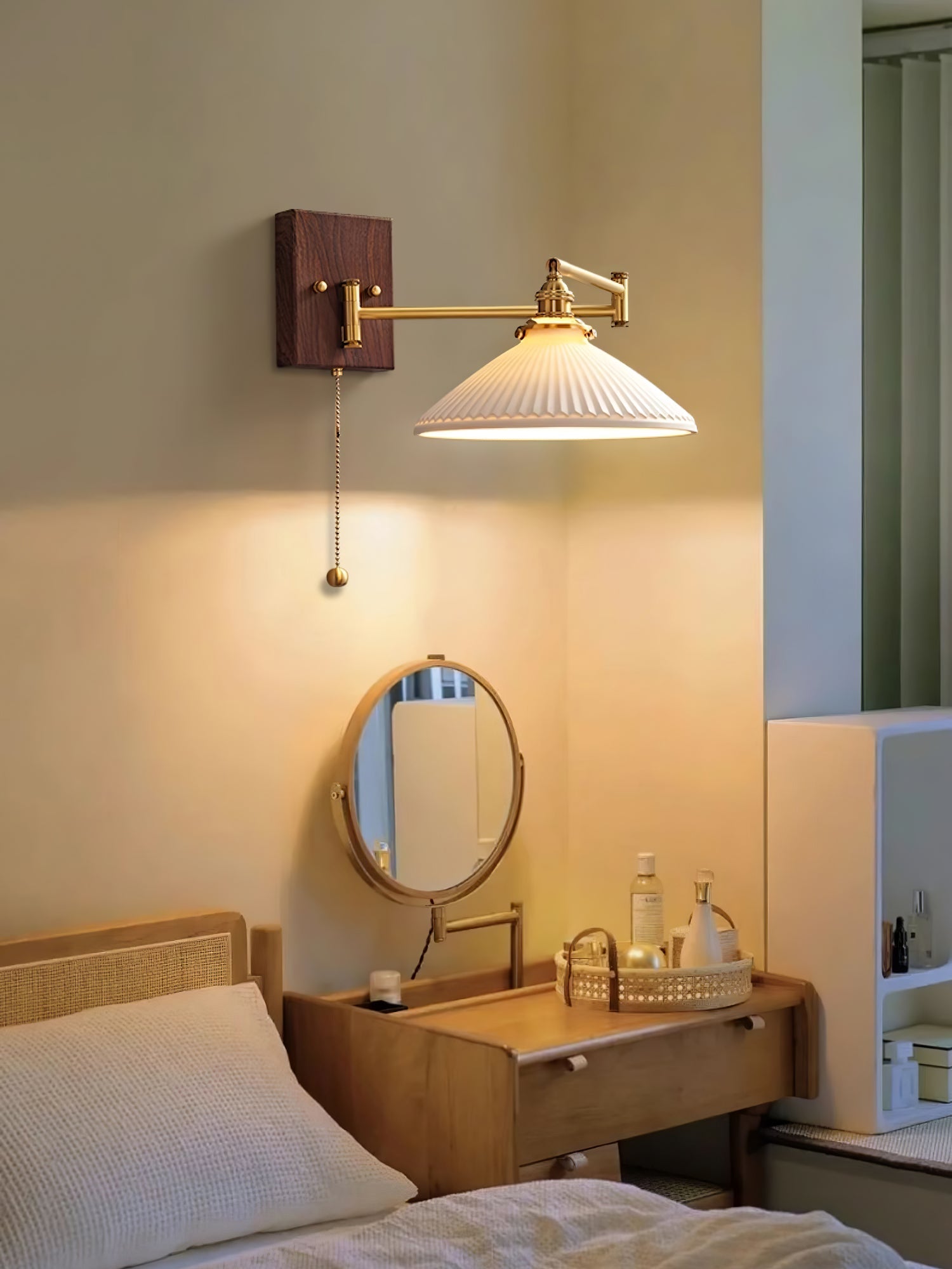 Keramische Wandlamp Geometrisch Design – 5 Modellen Messing & Walnoot | Sansoti