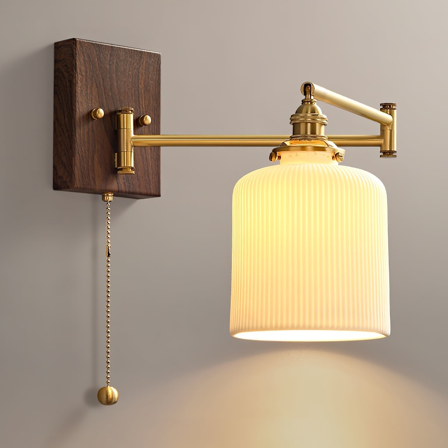 Keramische Wandlamp Geometrisch Design – 5 Modellen Messing & Walnoot | Sansoti