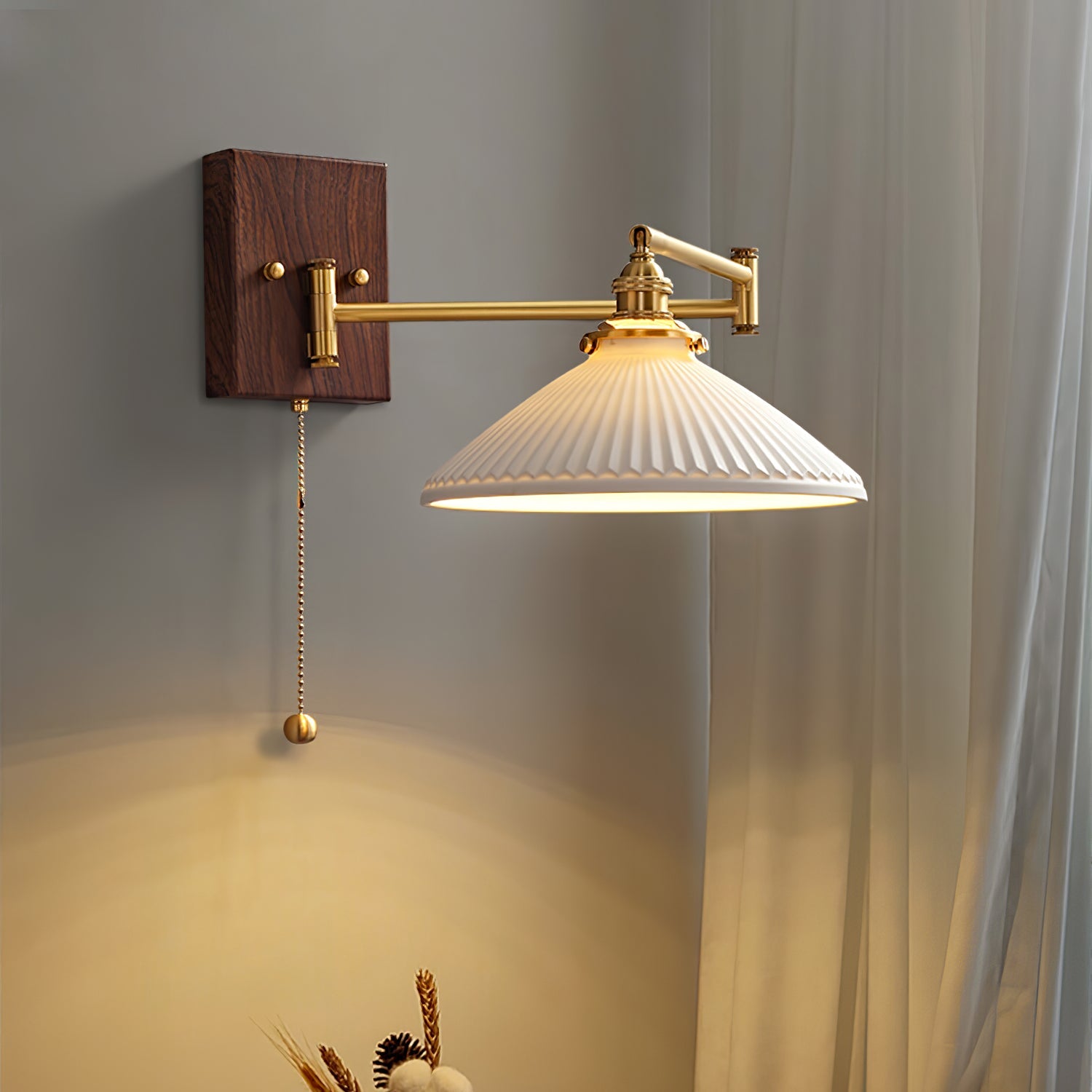 Keramische Wandlamp Geometrisch Design – 5 Modellen Messing & Walnoot | Sansoti