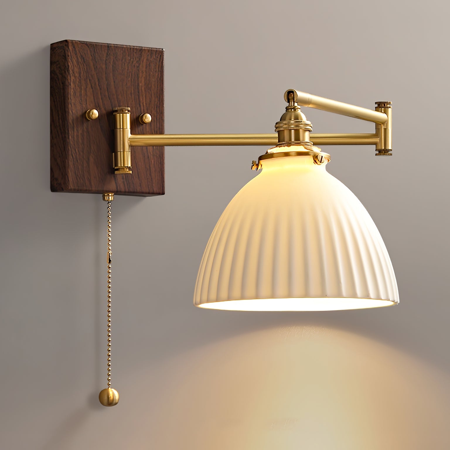 Keramische Wandlamp Geometrisch Design – 5 Modellen Messing & Walnoot | Sansoti
