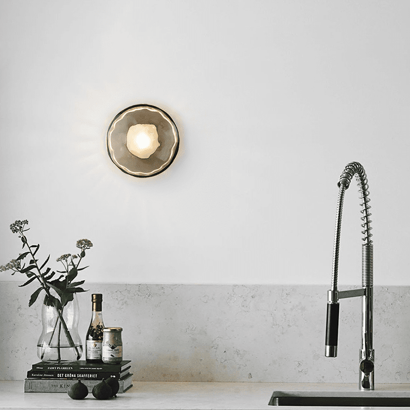 Wandlamp Glas Rond Scandinavisch LED 5W Zwart Goud 20cm Design | Sansoti