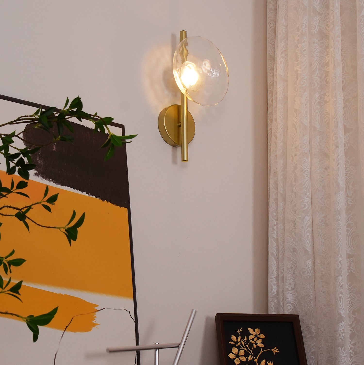 Wandlamp Glas Rond Scandinavisch LED 5W Zwart Goud 20cm Design | Sansoti
