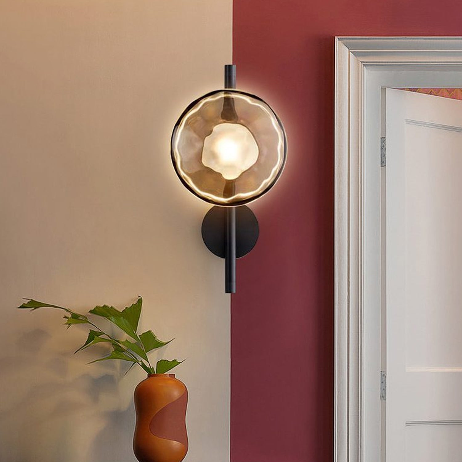 Wandlamp Glas Rond Scandinavisch LED 5W Zwart Goud 20cm Design | Sansoti