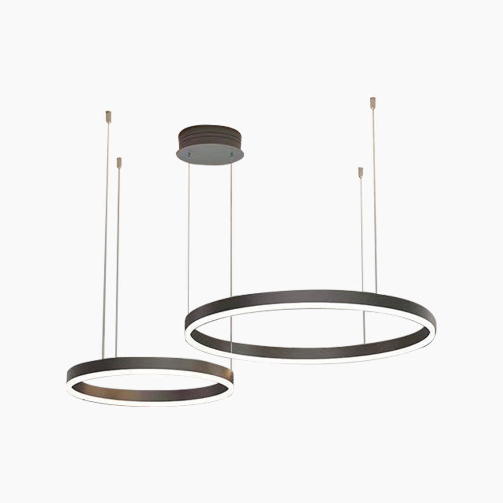 Dimbare Aluminium Kroonluchter met Ringen Zwart Goud Instelbaar LED Licht Moderne Hanglamp Woonkamer | Sansoti