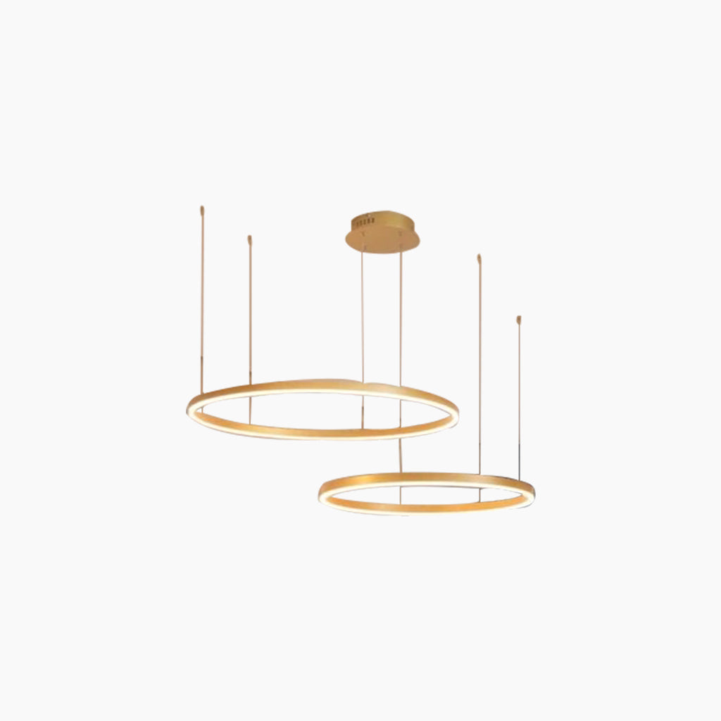 Dimbare Aluminium Kroonluchter met Ringen Zwart Goud Instelbaar LED Licht Moderne Hanglamp Woonkamer | Sansoti