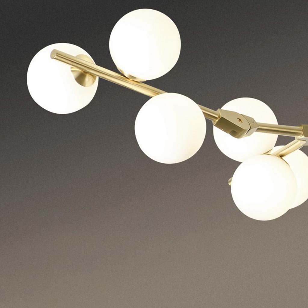 Chandelier Glass Globes Branched Arms Metal 12-24 Lights Modern Design Living Room Dining Room Hallway | Sansoti