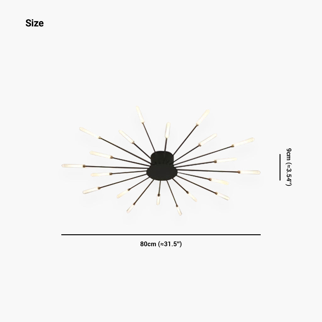 LED Chandelier Ceiling Light Unique Starburst Sputnik, Black/Gold