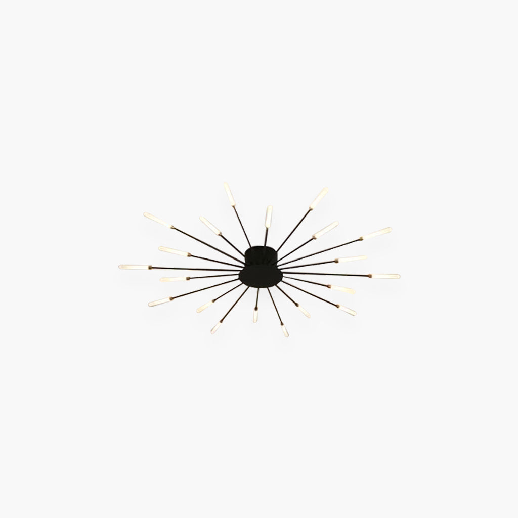 LED Chandelier Ceiling Light Unique Starburst Sputnik, Black/Gold