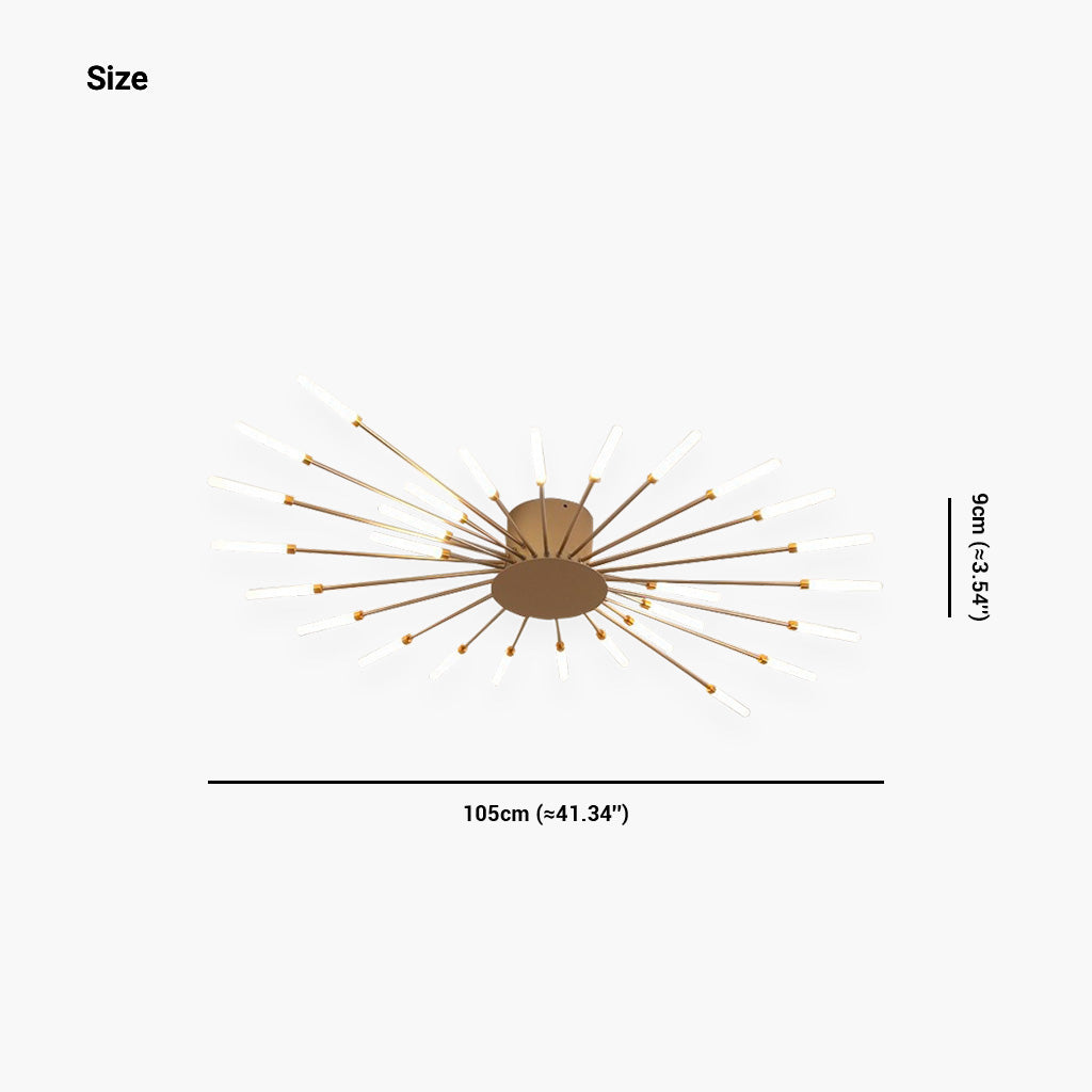 LED Chandelier Ceiling Light Unique Starburst Sputnik, Black/Gold
