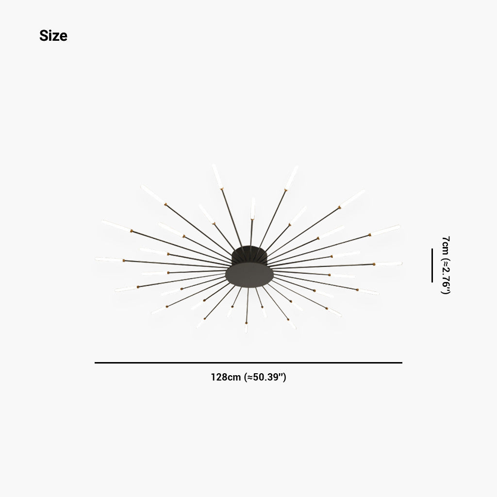 LED Chandelier Ceiling Light Unique Starburst Sputnik, Black/Gold