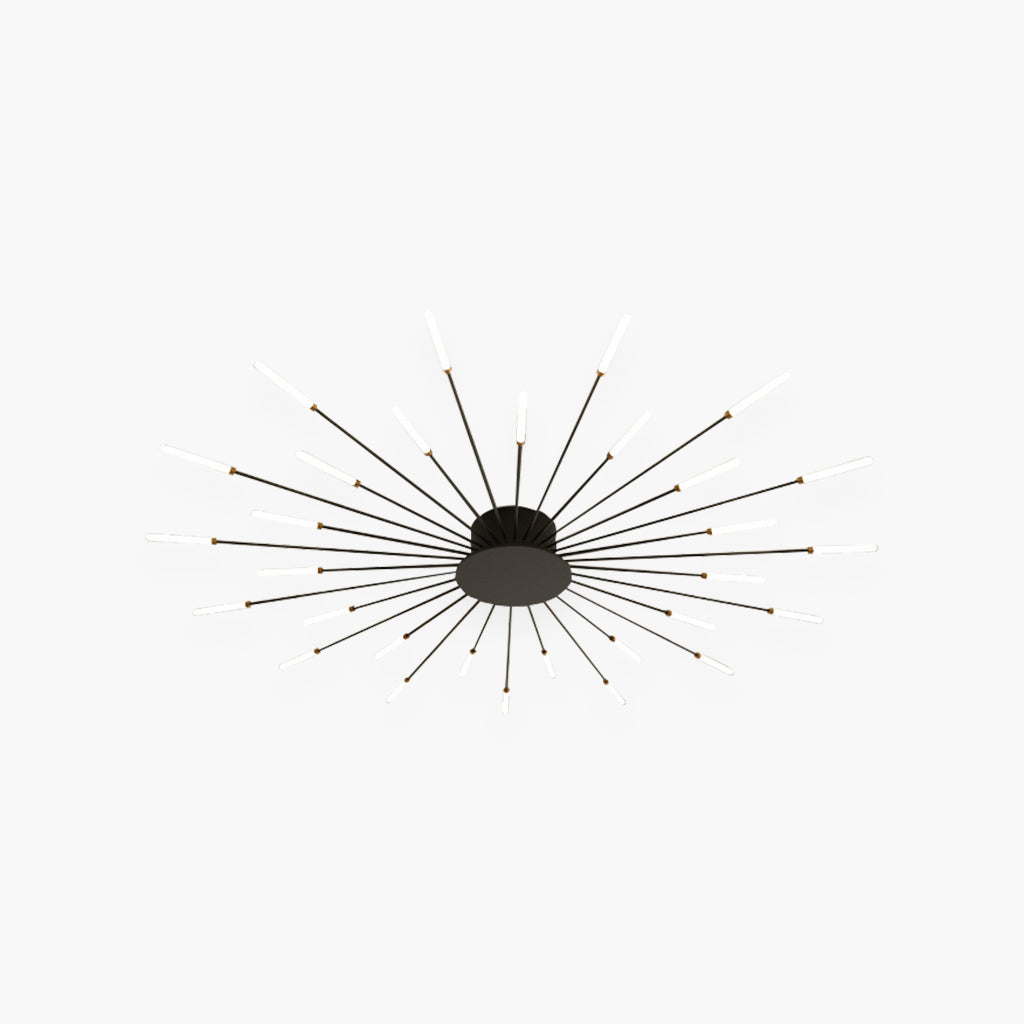 LED Chandelier Ceiling Light Unique Starburst Sputnik, Black/Gold