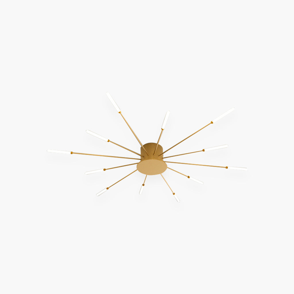 LED Chandelier Ceiling Light Unique Starburst Sputnik, Black/Gold