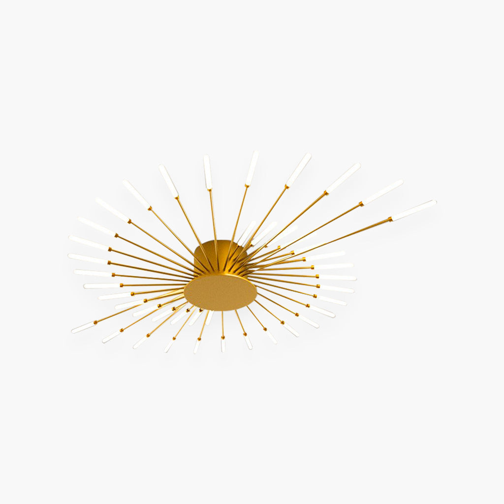 LED Chandelier Ceiling Light Unique Starburst Sputnik, Black/Gold