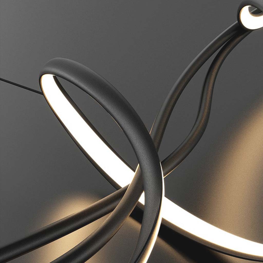 LED-Hängeleuchte in Wellenform Dimmbarer Kronleuchter Schwarz Weiß Wohnzimmer Esszimmer Modernes Design 120-140cm Stimmungsbeleuchtung | Sansoti