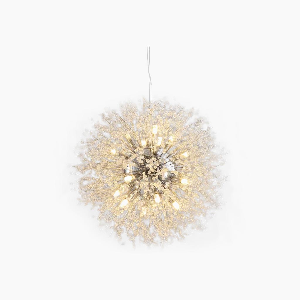 Lustre en cristal et métal, design pissenlit, 8-16 points lumineux, doré et argenté, pour salon, salle à manger et entrée | Sansoti