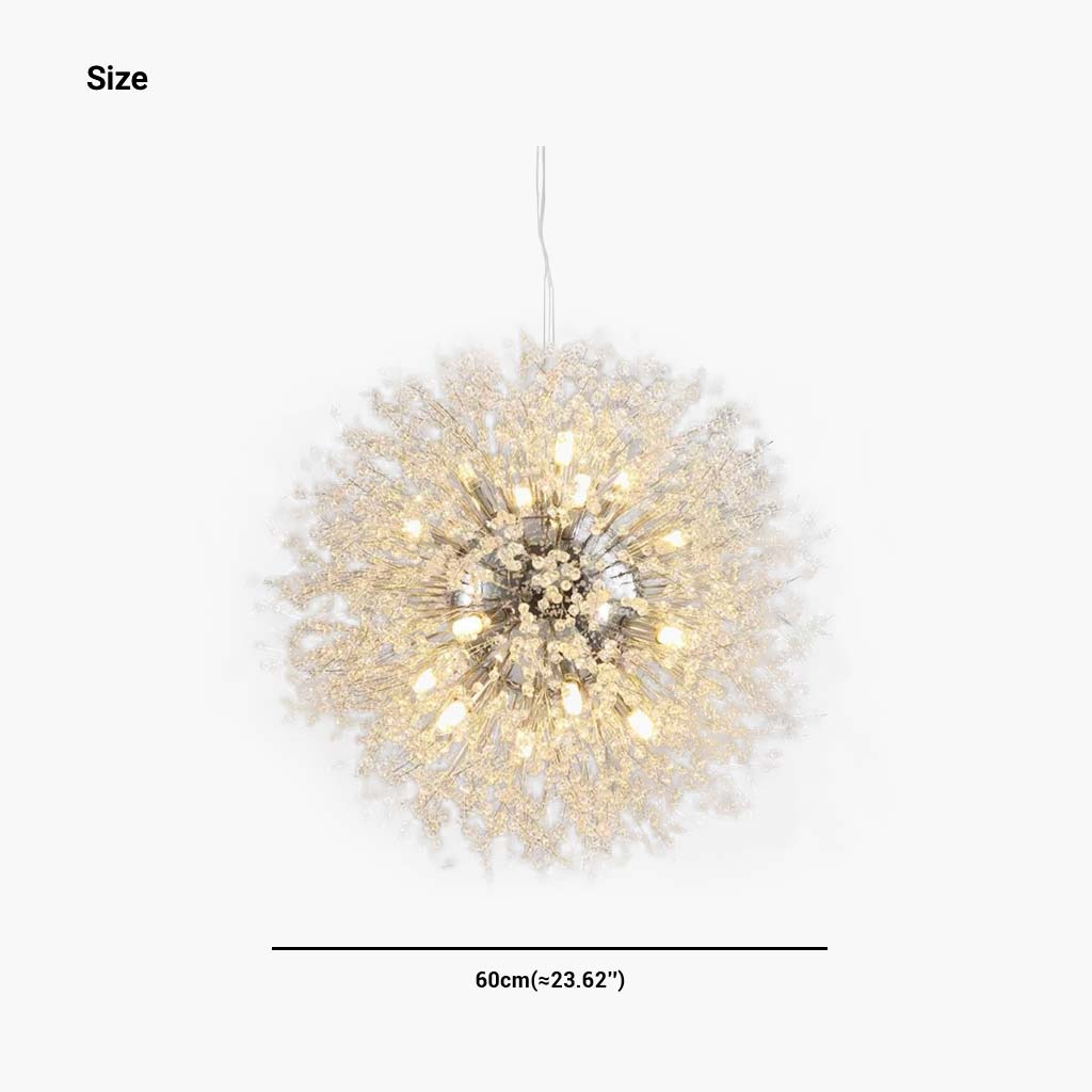 Lustre en cristal et métal, design pissenlit, 8-16 points lumineux, doré et argenté, pour salon, salle à manger et entrée | Sansoti