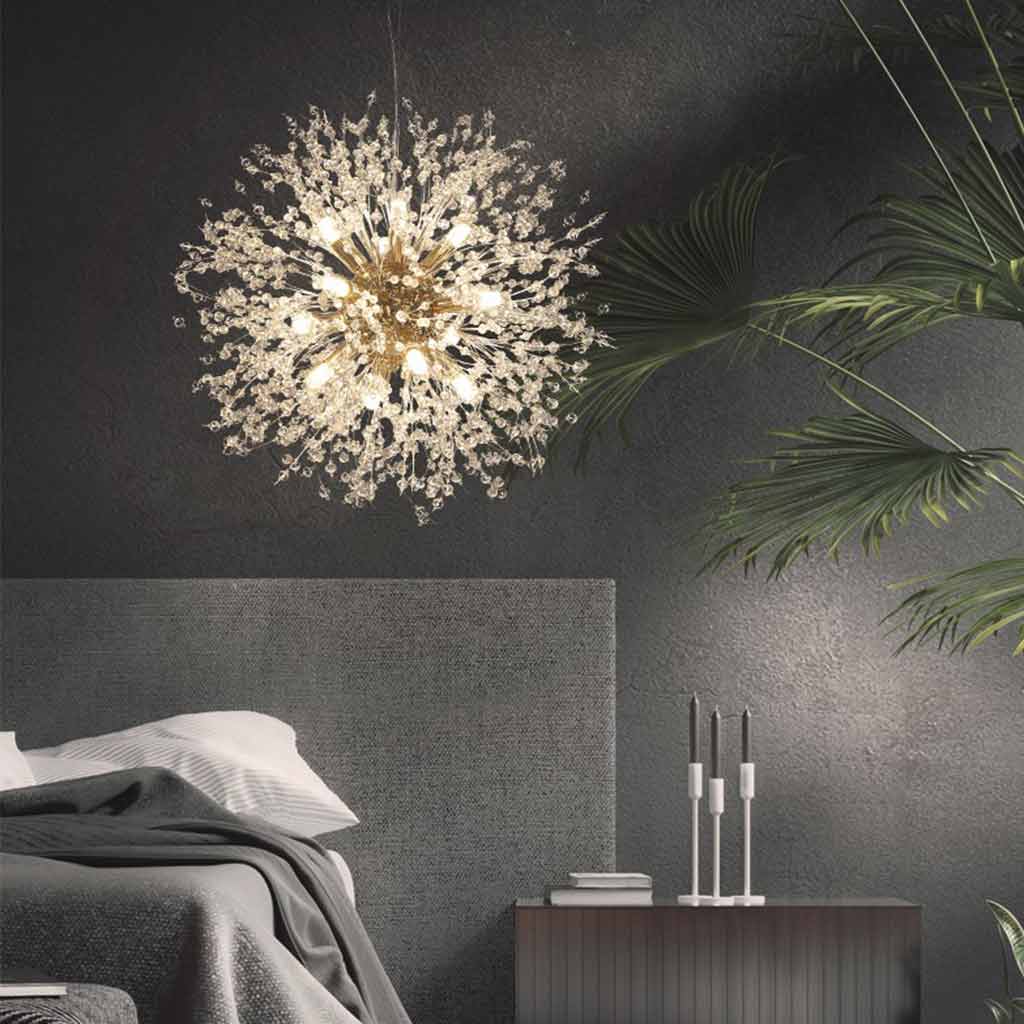 Kristallen Kroonluchter Metaal Glas Paardenbloem Design 8-16 Lichtpunten Goud Zilver Woonkamer Eetkamer Hal | Sansoti