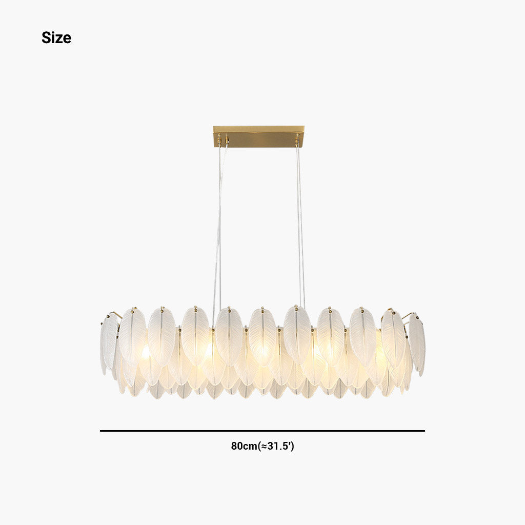 Chandelier Glass Feathers Round Rectangular Gold White LED Ceiling Light Modern Scandinavian Luxury Lighting | Sansoti