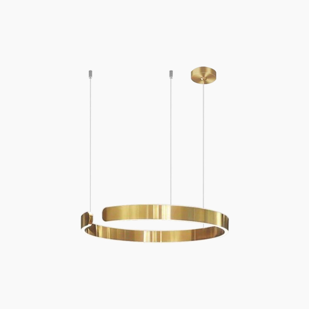 Lustre LED à anneaux à intensité variable avec télécommande, noir, doré et blanc, design moderne pour salon et salle à manger | Sansoti