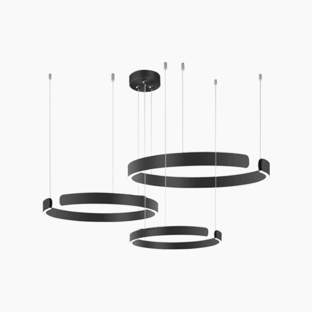 Dimmable LED Ring Chandelier with Remote Control Black Gold White Modern Design for Living Room and Dining Room | Sansoti