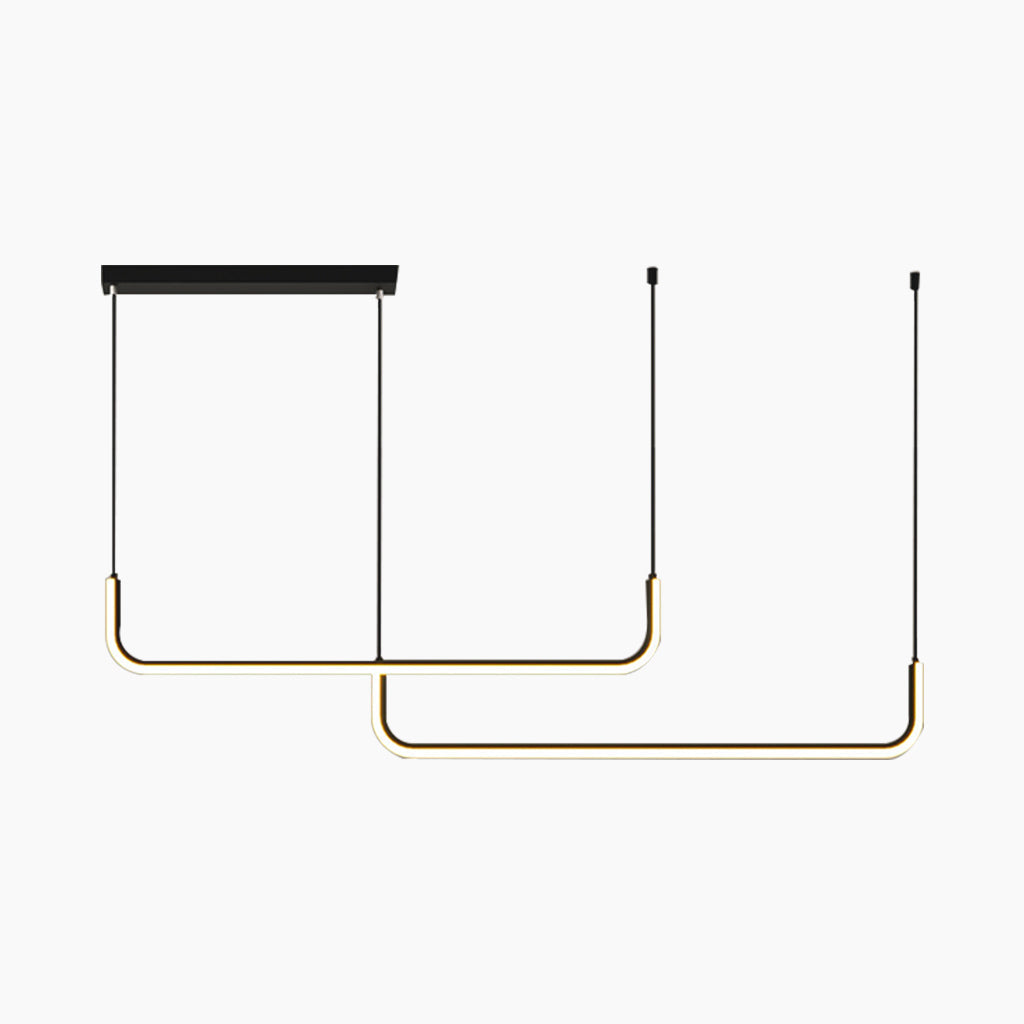 Lineare LED-Pendelleuchte Metall Gold Schwarz Dimmbar Verstellbar 3 Lichtfarben Modern Esszimmer-Deckenleuchte | Sansoti