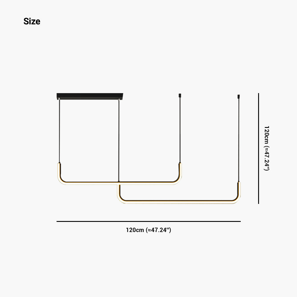 Lineare LED-Pendelleuchte Metall Gold Schwarz Dimmbar Verstellbar 3 Lichtfarben Modern Esszimmer-Deckenleuchte | Sansoti
