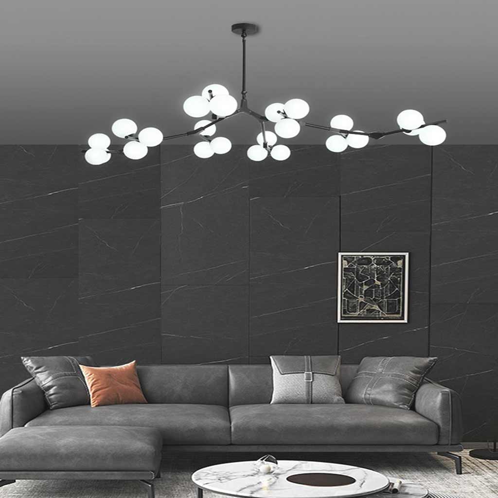 Chandelier Glass Globes Branched Arms Metal 12-24 Lights Modern Design Living Room Dining Room Hallway | Sansoti