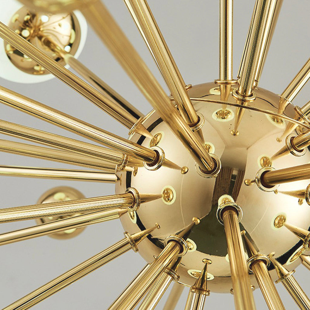 Glas-Hängeleuchte Goldfarben mit Milchglas Modernes Sputnik-Design 11–18 Leuchtpunkte Verstellbar Wohnzimmer | Sansoti