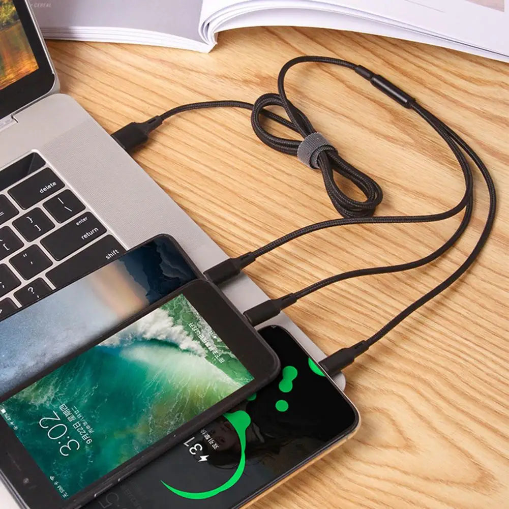 3-in-1 Oplaadkabel USB Multi Connector Type-C Micro USB 6A Snelladen voor Smartphones | Sansoti