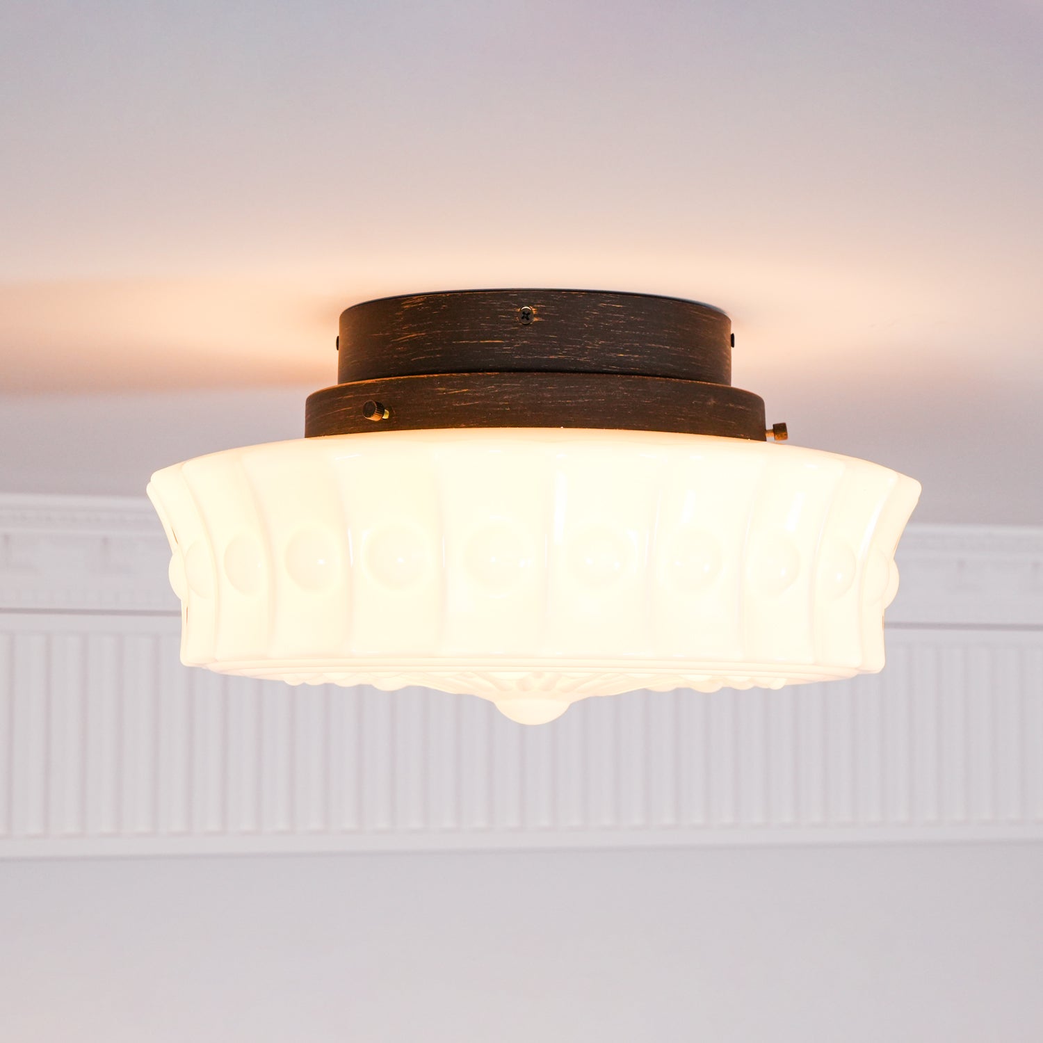 Plafondlamp Metalen Frame Glazen Kap Ø36-45cm Klassiek Industrieel Design voor Woonkamer Eetkamer Hal E26 E27 3-4 Lichtpunten Wandmontage Hardwired Plafondverlichting Modern Chique | Sansoti