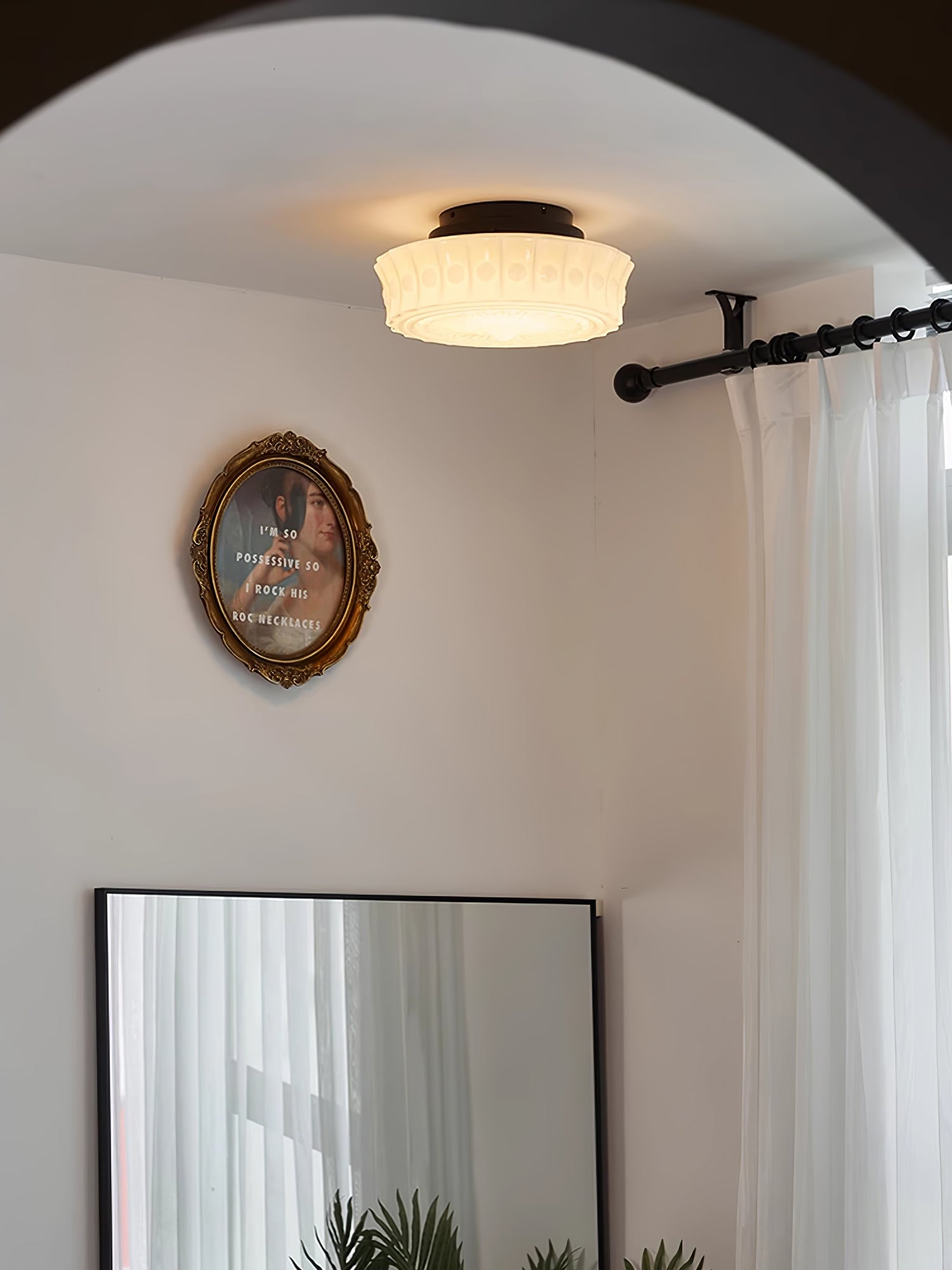 Plafondlamp Metalen Frame Glazen Kap Ø36-45cm Klassiek Industrieel Design voor Woonkamer Eetkamer Hal E26 E27 3-4 Lichtpunten Wandmontage Hardwired Plafondverlichting Modern Chique | Sansoti