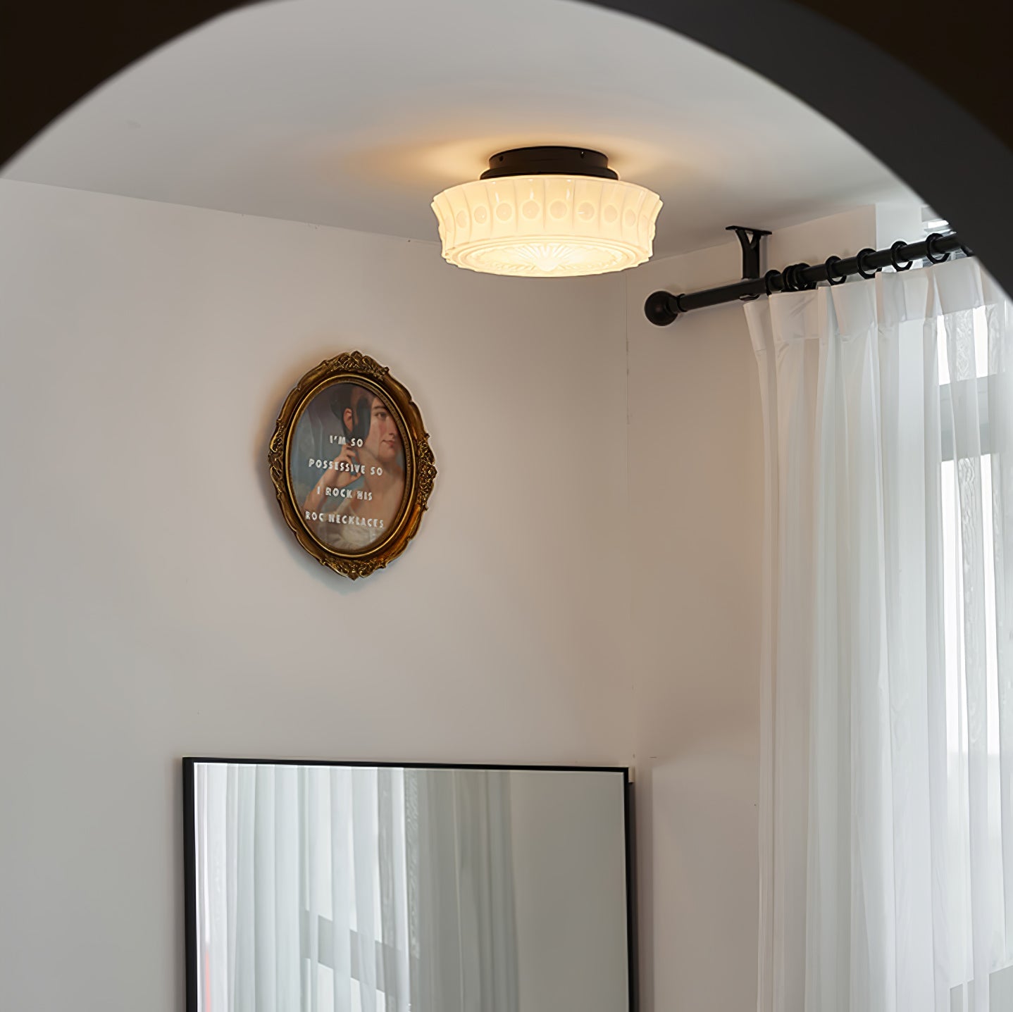 Plafondlamp Metalen Frame Glazen Kap Ø36-45cm Klassiek Industrieel Design voor Woonkamer Eetkamer Hal E26 E27 3-4 Lichtpunten Wandmontage Hardwired Plafondverlichting Modern Chique | Sansoti