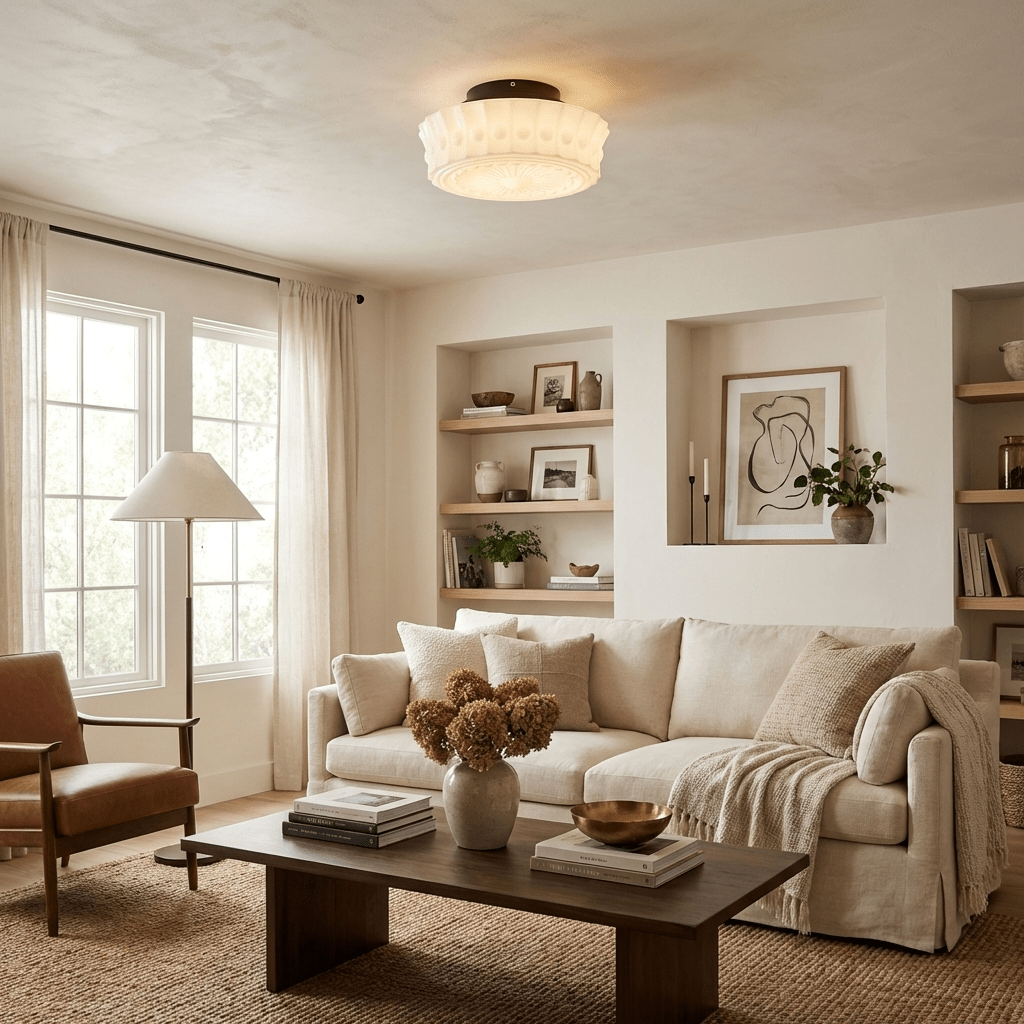 Plafondlamp Metalen Frame Glazen Kap Ø36-45cm Klassiek Industrieel Design voor Woonkamer Eetkamer Hal E26 E27 3-4 Lichtpunten Wandmontage Hardwired Plafondverlichting Modern Chique | Sansoti